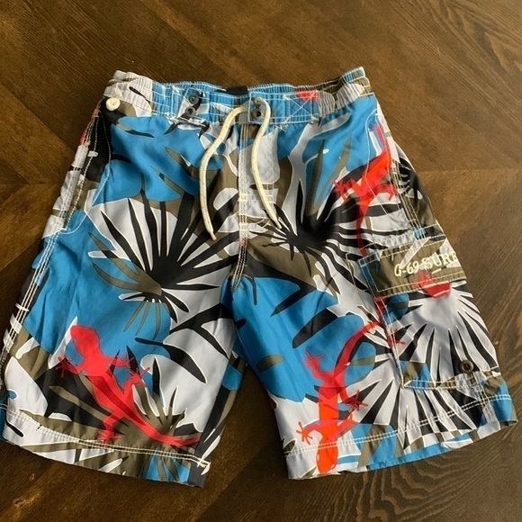 Boys Gap Gap Vintage Gecko Palm Swim Shorts Youth M Y2k - Picture 1 of 3